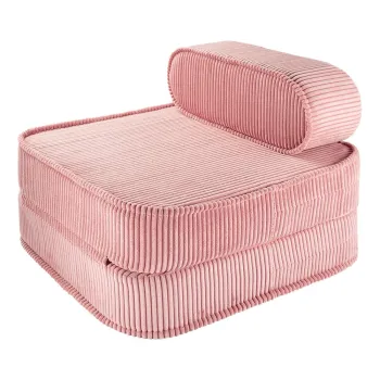 Fotoliu de copii roz cu tapiterie din catifea reiata Flip - Wigiwama imagine