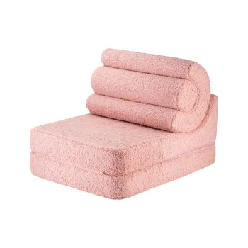 Fotoliu de copii roz cu tapiterie din tesatura boucle Flipster - Wigiwama imagine