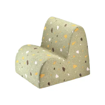 Fotoliu de copii verde cu tapiterie din tesatura boucle/cu tapiterie din chenille Terrazzo Cloud - Wigiwama imagine