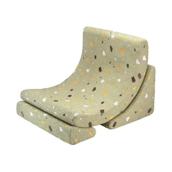 Fotoliu de copii verde cu tapiterie din tesatura boucle/cu tapiterie din chenille Terrazzo Moon - Wigiwama imagine