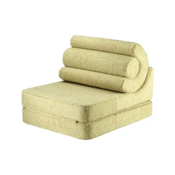 Fotoliu de copii verde cu tapiterie din tesatura boucle Flipster - Wigiwama imagine