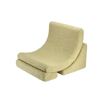 Fotoliu de copii verde cu tapiterie din tesatura boucle Moon - Wigiwama imagine