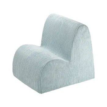 Fotoliu de copii verde menta cu tapiterie din catifea reiata Cloud - Wigiwama imagine