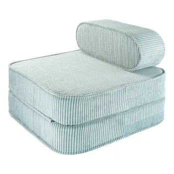 Fotoliu de copii verde menta cu tapiterie din catifea reiata Flip - Wigiwama imagine