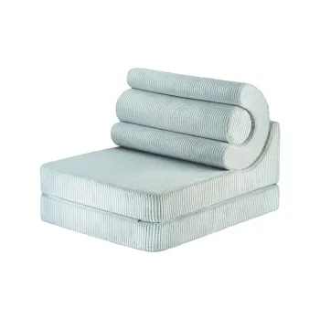 Fotoliu de copii verde menta cu tapiterie din catifea reiata Flipster - Wigiwama imagine