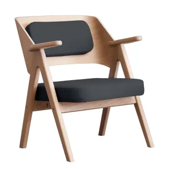 Fotoliu din lemn de stejar Findahl Hammel Me Tube, gri inchis imagine