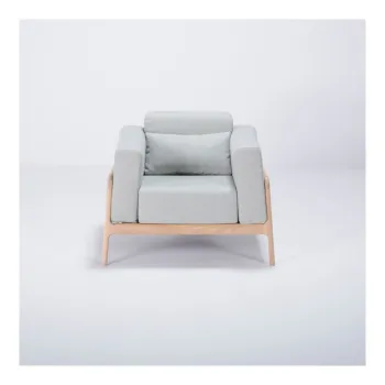 Fotoliu din lemn de stejar Gazzda Fawn, albastru - gri imagine