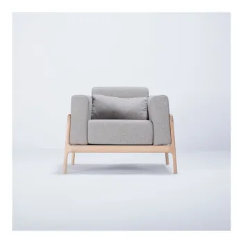 Fotoliu din lemn de stejar Gazzda Fawn, gri imagine