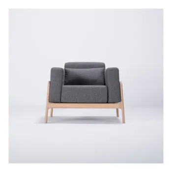 Fotoliu din lemn de stejar Gazzda Fawn, gri inchis imagine