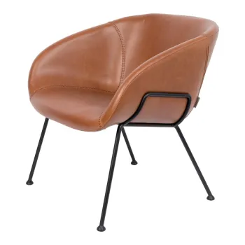 Fotoliu din piele ecologica Zuiver Feston, maro imagine