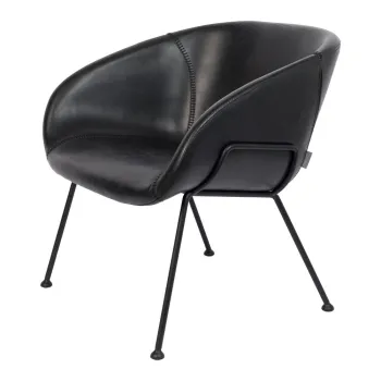 Fotoliu din piele ecologica Zuiver Feston, negru imagine