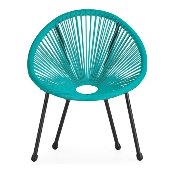 Fotoliu din ratan artificial pentru copii Bonami Essentials Avocado, albastru, 50,5 x 62 x 55,5 cm imagine