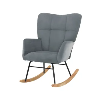 Fotoliu gri balansoar cu tapiterie din catifea Elza - Storaa imagine