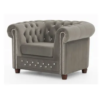 Fotoliu gri chesterfield cu tapiE>erie din catifea York Blik aEURRopez imagine