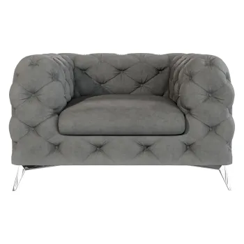 Fotoliu gri cu tapiterie din catifea Chelsea - Ropez imagine