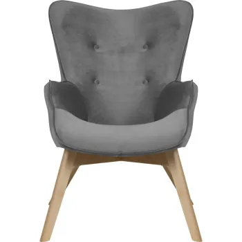 Fotoliu gri cu tapiterie din catifea Niko - Ropez imagine