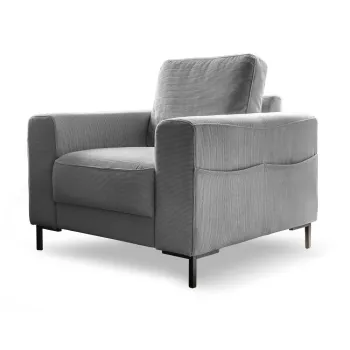 Fotoliu gri cu tapiterie din catifea reiata Lofty Lilly - Miuform imagine