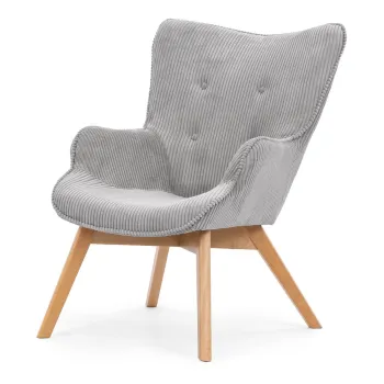 Fotoliu gri cu tapiterie din catifea reiata Niko - Ropez imagine