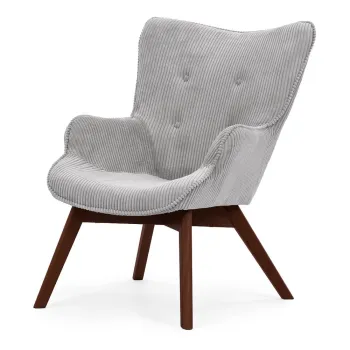 Fotoliu gri cu tapiterie din catifea reiata Niko - Ropez imagine