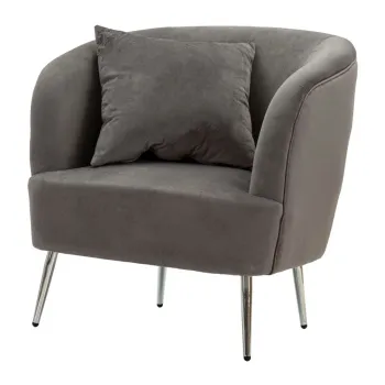 Fotoliu gri cu tapiterie din catifea Silvery - Mauro Ferretti imagine