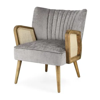 Fotoliu gri cu tapiterie din catifea Virna - Bizzotto imagine