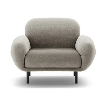 Fotoliu gri cu tapiterie din tesatura boucle Poppy - Micadoni imagine