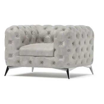 Fotoliu gri deschis cu tapiterie din catifea Chelsea - Ropez imagine