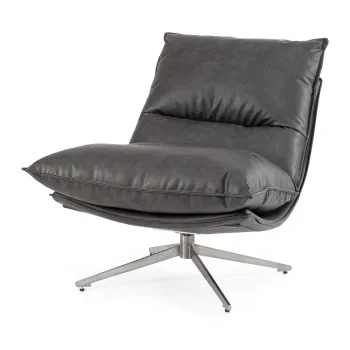 Fotoliu gri inchis cu spatiu de depozitare cu tapiterie din imitatie de piele Alanez - Bizzotto imagine