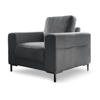 Fotoliu gri inchis cu tapiterie din catifea reiata Lofty Lilly - Miuform imagine