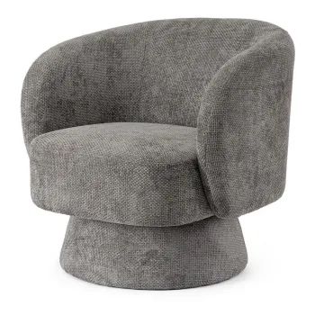 Fotoliu gri inchis pivotant cu tapiterie din chenille Julienne - Bizzotto imagine