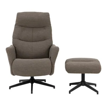 Fotoliu gri/maro de relaxare cu tapiterie din tesatura boucle London - Actona imagine