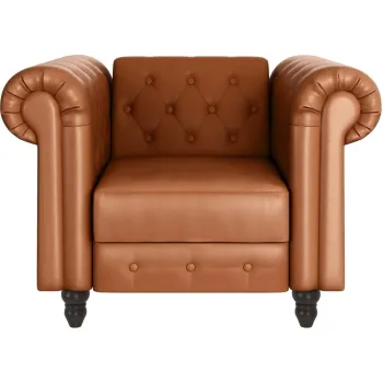 Fotoliu maro coniac chesterfield cu tapiterie din imitatie de piele Felix - Storaa imagine