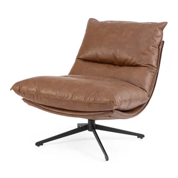 Fotoliu maro coniac cu spatiu de depozitare cu tapiterie din imitatie de piele Alanez - Bizzotto imagine