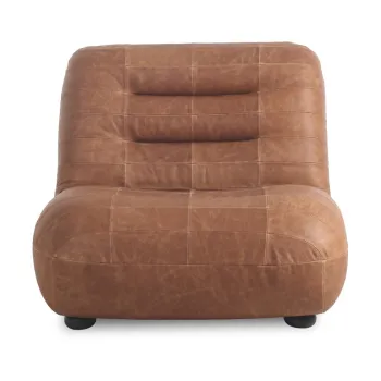 Fotoliu maro coniac cu tapiterie din piele Wyatt - Dutchbone imagine