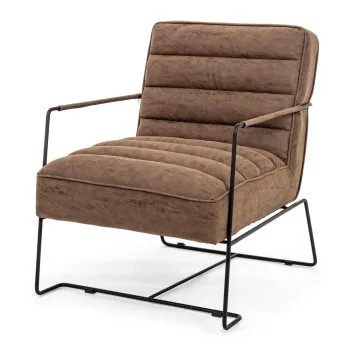 Fotoliu maro cu tapiterie din imitatie de piele Brianna - Bizzotto imagine