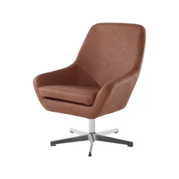 Fotoliu maro cu tapiterie din imitatie de piele Naomi - Storaa imagine