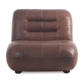 Fotoliu maro cu tapiterie din piele Wyatt - Dutchbone imagine