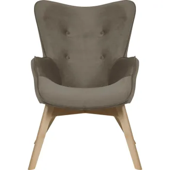 Fotoliu maro deschis cu tapiterie din catifea Niko - Ropez imagine