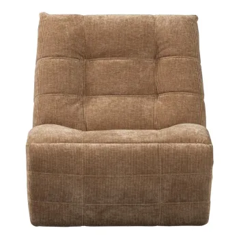 Fotoliu maro deschis reglabil de relaxare cu tapiterie din catifea reiata Hein - WOOOD imagine