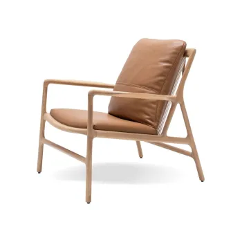 Fotoliu maro-natural cu tapiterie din piele Dedo - Gazzda imagine