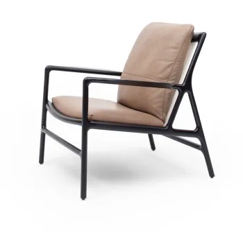 Fotoliu negru-bej cu tapiterie din piele Dedo - Gazzda imagine