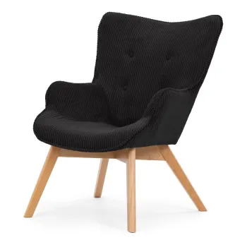 Fotoliu negru cu tapiterie din catifea reiata Niko - Ropez imagine