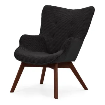 Fotoliu negru cu tapiterie din catifea reiata Niko - Ropez imagine