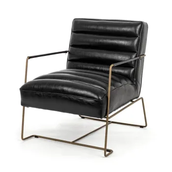 Fotoliu negru cu tapiterie din imitatie de piele Brianna - Bizzotto imagine