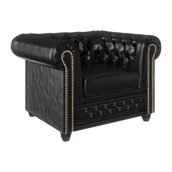 Fotoliu negru cu tapiterie din imitatie de piele York - Ropez imagine