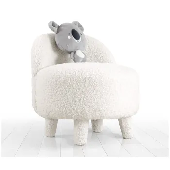 Fotoliu pentru copii alb cu tapiterie din stofa boucle Moouv - Artie imagine