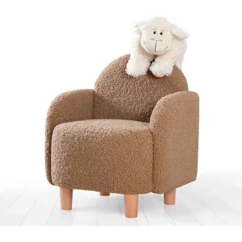 Fotoliu pentru copii maro cu tapiterie din stofa boucle Moylo - Artie imagine