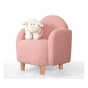 Fotoliu pentru copii roz cu tapiterie din stofa boucle Moylo - Artie imagine