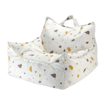 Fotoliu puf pentru copii alb cu tapiterie din tesatura boucle/cu tapiterie din chenille Terrazzo Chair - Wigiwama imagine
