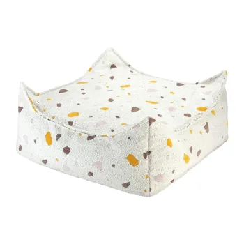 Fotoliu puf pentru copii alb cu tapiterie din tesatura boucle/cu tapiterie din chenille Terrazzo Square - Wigiwama imagine
